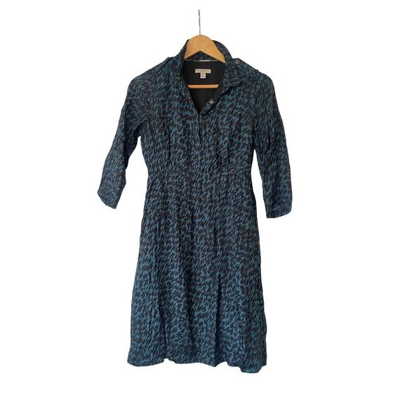 Burberry Brit Blue and Black Abstract Leopard Print Convertible Dress • Size 4 - Picture 1 of 8